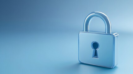 Fototapeta premium Glossy Blue Padlock on Smooth Surface with Soft Lighting for Concepts of Security and Protection Measures