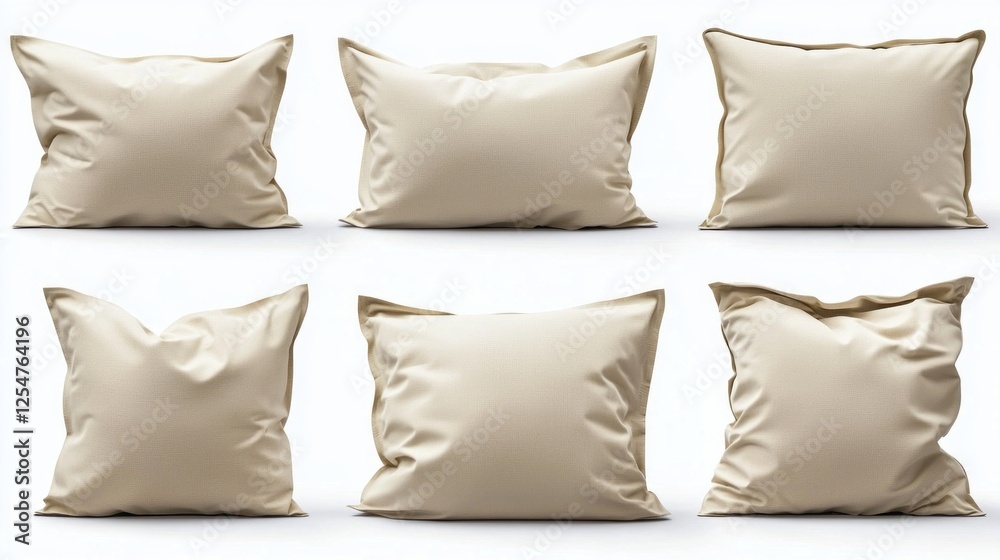 Poster a collection of elegantly arranged cream-colored pillows showcases their versatile shapes and textur