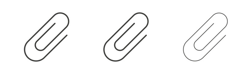 Attachment clip icons set. Liner outlined and flat black color