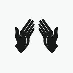 Pray icon sign, Prayer Hands Icon Isolated on Black and White Vector Graphic.