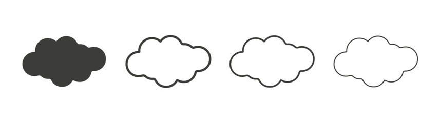 Clouds icons set. Liner outlined and flat black color
