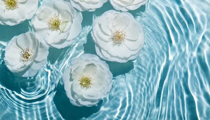 清涼感のある背景、壁紙（抽象的な花と水面、水中の画像）