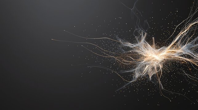 Abstract glowing tendrils on a dark background, resembling an energy burst or neural network.