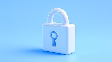Modern White Security Padlock isolated on Soft Blue Background for Digital Safety and Protection Concepts