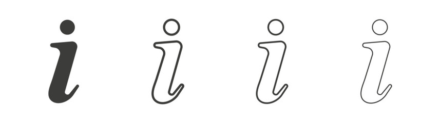 info icons set. Liner outlined and flat black color