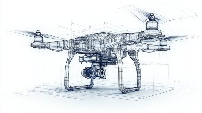 Futuristic drone wireframe sketch for innovative design and development concepts