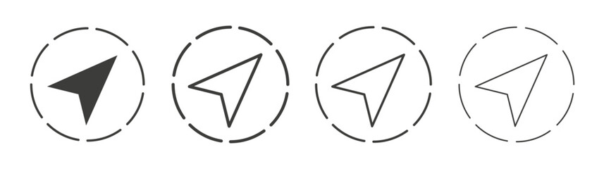 Navigation icons set. Liner outlined and flat black color