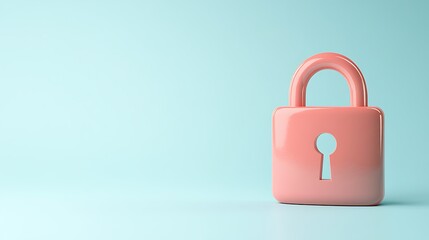 Fototapeta premium Pink padlock on a soft blue background representing security, protection, and privacy concepts in digital life