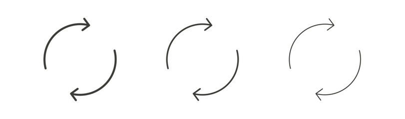 Refresh icons set. Liner outlined and flat black color