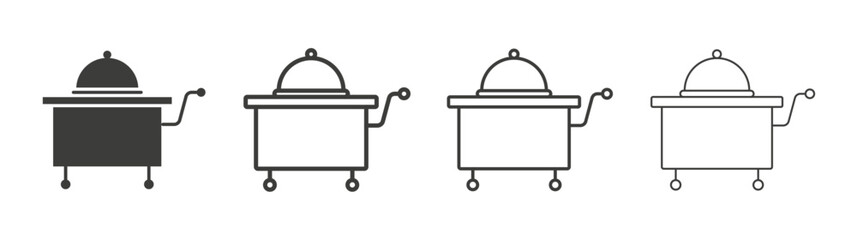 Room service icons set. Liner outlined and flat black color