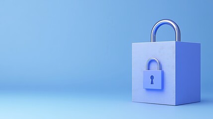 Fototapeta premium Secure Blue Lock on Minimalistic Background Representing Safety and Security Concepts in Modern Design