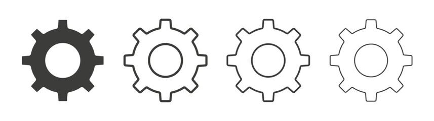 Settings icons set. Liner outlined and flat black color