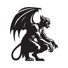 Minimalist Gargoyle Silhouette - Gargoyle Vector - Design of Gargoyle.