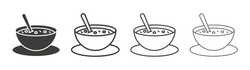 Soup icons set. Liner outlined and flat black color