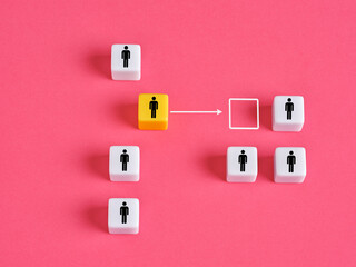 Candidate changing team, new job, headhunting and human resources concept