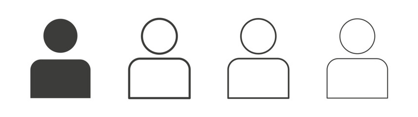 User icons set. Liner outlined and flat black color