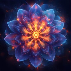 Fototapeta premium A glowing fractal-inspired mandala with soft light gradients.