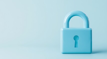 Fototapeta premium Secure Light Blue Padlock on Soft Blue Background Symbolizing Safety and Protection for Digital Life