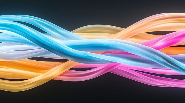 Colorful abstract waveforms intertwining on a dark background, symbolizing digital connection and innovation.