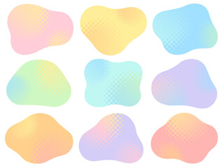 ドットグラデーションの飾り付きのカラフルな不定形フレームセット