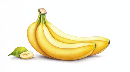 Detailed drawing of half peeled banana, a tropical fruit illustration perfect for healthy eating concepts