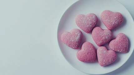 Pink Heart-Shaped Treats on a White Plate for Celebratory Occasions