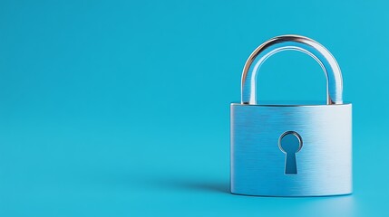 Naklejka premium Silver padlock on blue background representing security, protection, and confidentiality in digital or physical realms