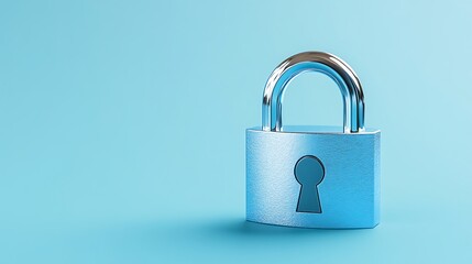 Naklejka premium Sleek and Modern Lock on a Light Blue Background Symbolizing Security and Protection in Digital Life