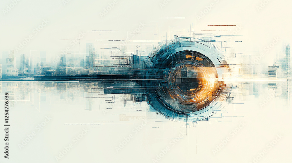 Poster abstract technology background with circles and lines . generative ai