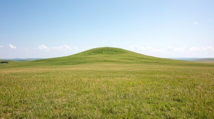 Fototapeta premium Vast grassy hill under a clear sky