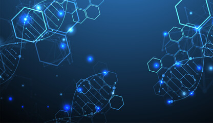 Glowing neon DNA chain. Biotechnology, biochemistry, science, medicine concept.