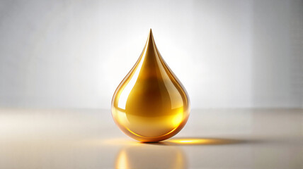 Fototapeta premium Golden essential oil droplet with soft light reflections
