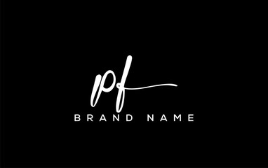 PF letter beauty handwriting vector logo.