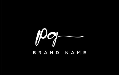 PG letter beauty handwriting vector logo.
