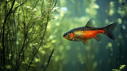 Vibrant Fish Swimming Through Lush Underwater Vegetation