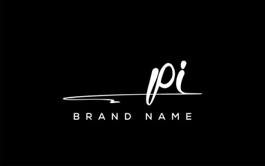 PI letter beauty handwriting vector logo.