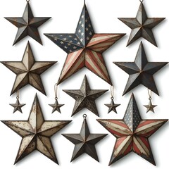 Obraz premium Transparent PNG available featuring rustic metal stars weathered vintage patriotic decor elements in a white background