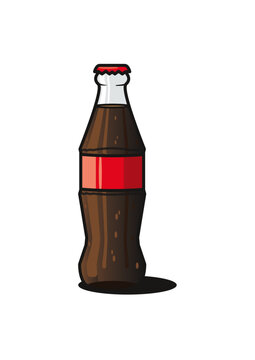 Vintage Glass coke bottle drink, carbonated beverage cartoon vector isolated illustration