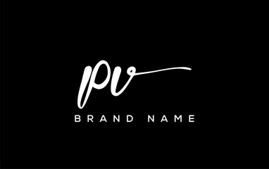 PV letter beauty handwriting vector logo.