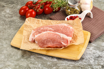 Raw pork steak for cooking