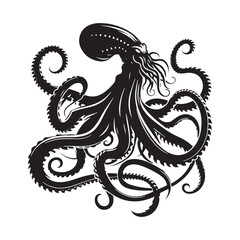 Kraken Vector - Kraken Illustration - Kraken Silhouette - Minimalist Kraken Design.