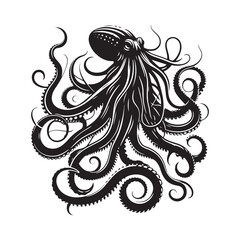 Kraken Vector - Kraken Illustration - Kraken Silhouette - Minimalist Kraken Design.