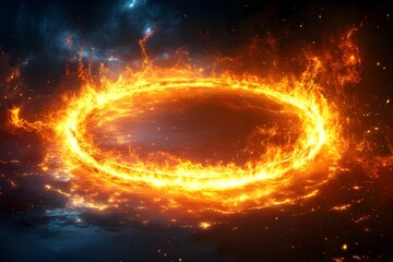 Obraz premium Ring of fire, circus Blacksmith Heating Metal Over Coal Fire