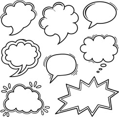 Collection of Comic Book Style Speech Bubbles and Dialog Boxes