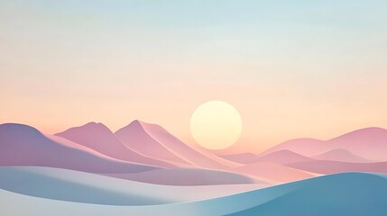 Fototapeta premium Pastel Mountains Sunset Scenic Landscape