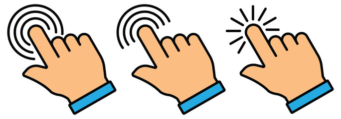 Hand click icon set illustration. pointer sign and symbol. hand cursor icon vector illustrator.