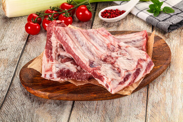 Raw pork ribs for cooking