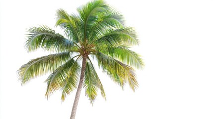A lush palm tree stands tall, its fronds gently swaying in the warm breeze