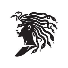 Medusa Silhouette - Medusa Vector - Medusa Minimalist Design - Illustration of Medusa.