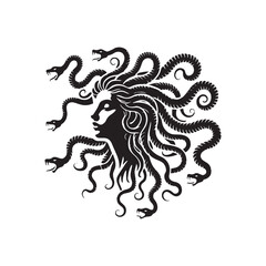 Medusa Silhouette - Medusa Vector - Medusa Minimalist Design - Illustration of Medusa.